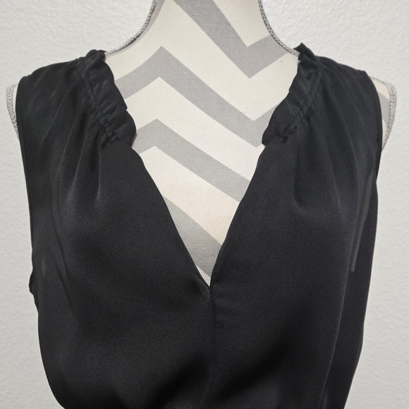 CYNTHIA STEFFE Hanna Black Sleeveless Ruffle Blouse Drawstring Waist Size Medium - Picture 2 of 14
